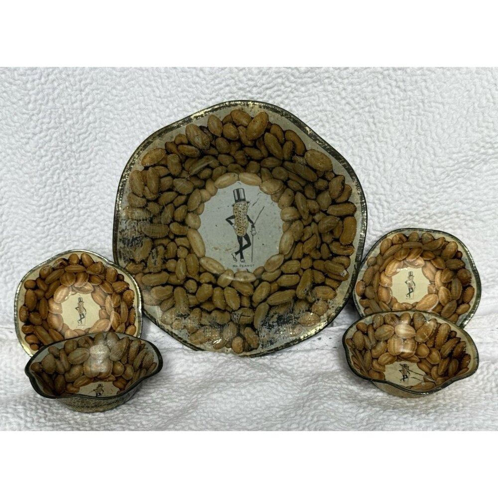 Vintage 1939 Mr Peanut Nut Bowl Set Dish Advertising Mister Peanut Butter